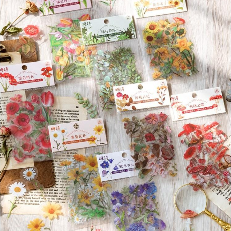 멜로우앤유 플라워 꽃 스티커 조각 40개 x 6종세트 다꾸 빈티지 감성 다이어리 캘리그라피 소품 데코, 1개 15,200원