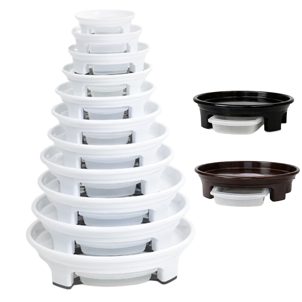 모던레시피 서랍식 물받이 원형 화분 받침 (소형~대형), 1개, 화이트 5,000원