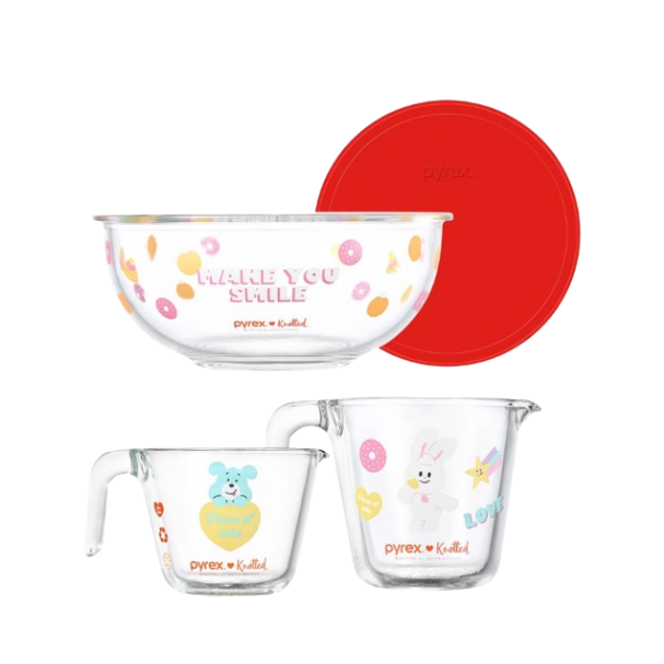 파이렉스 노티드 계량컵2개 & 믹싱볼& 믹싱볼뚜껑 신혼집 신혼선물 계량 한정판 예쁜 그릇 인스타 38,940원
