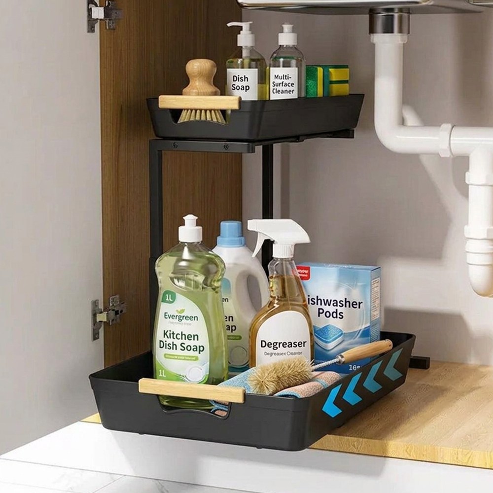 하루꿈 틈새선반 높이조절 수납선반 슬림 다용도 2단 슬라이딩 주방 선반 싱크대 하부장 선반 32,900원