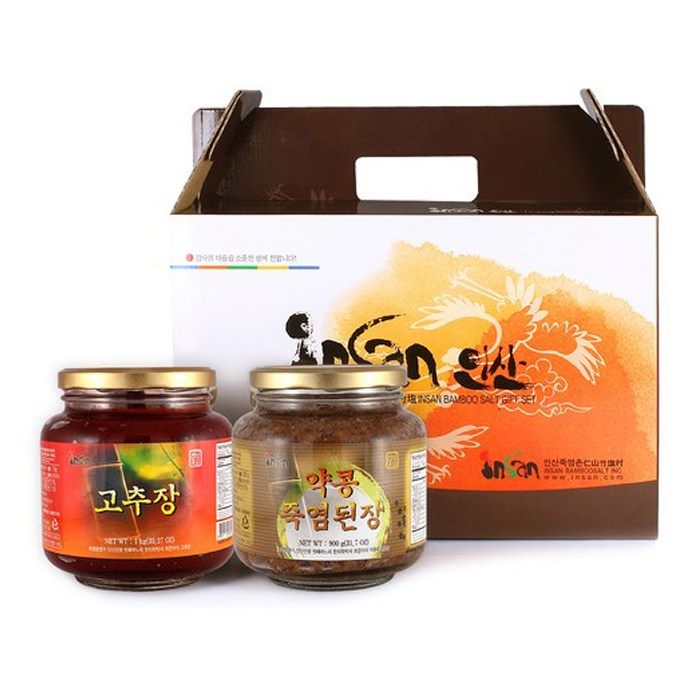 인산죽염 전통 장류 2호선물세트 태양초고추장 1kg + 서목태 약콩 된장 900g 60,300원