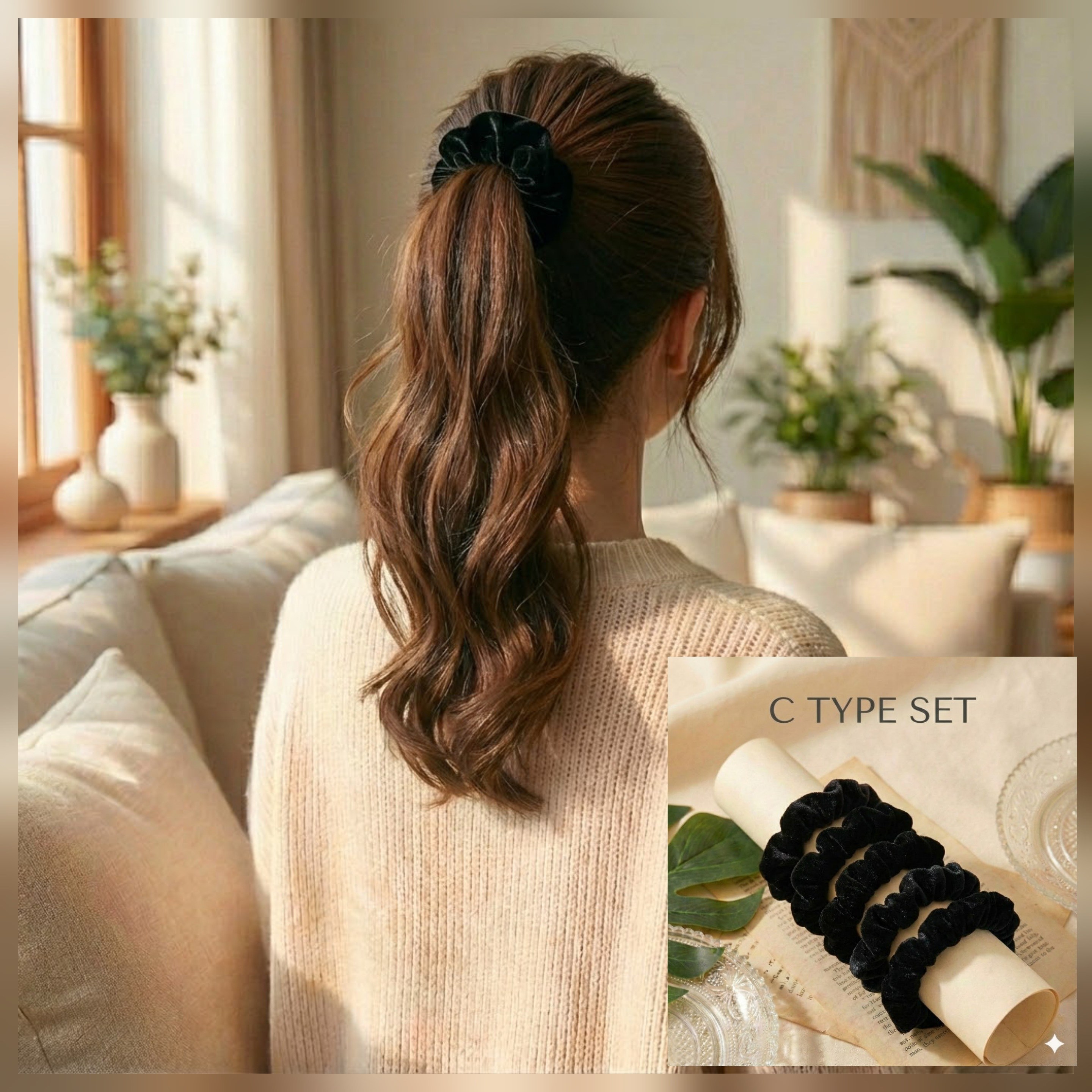 벨벳 미니 곱창 머리끈 6cm 5개 1세트 7,800원