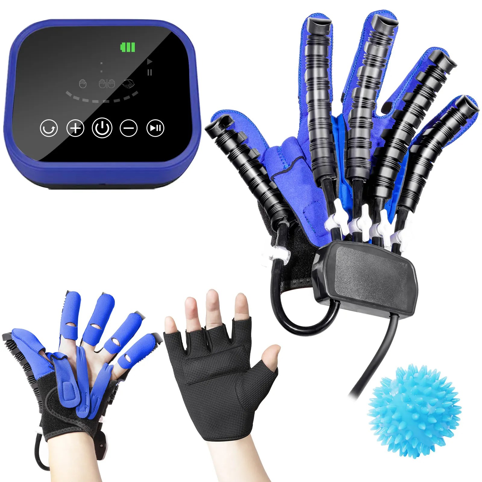 로로랜디 블루 업그레이드 무선 스마트 로봇 손가락 자동 운동 장갑 손 훈련 손가락 근력 강화 운동 스트레칭, 1개 125,900원