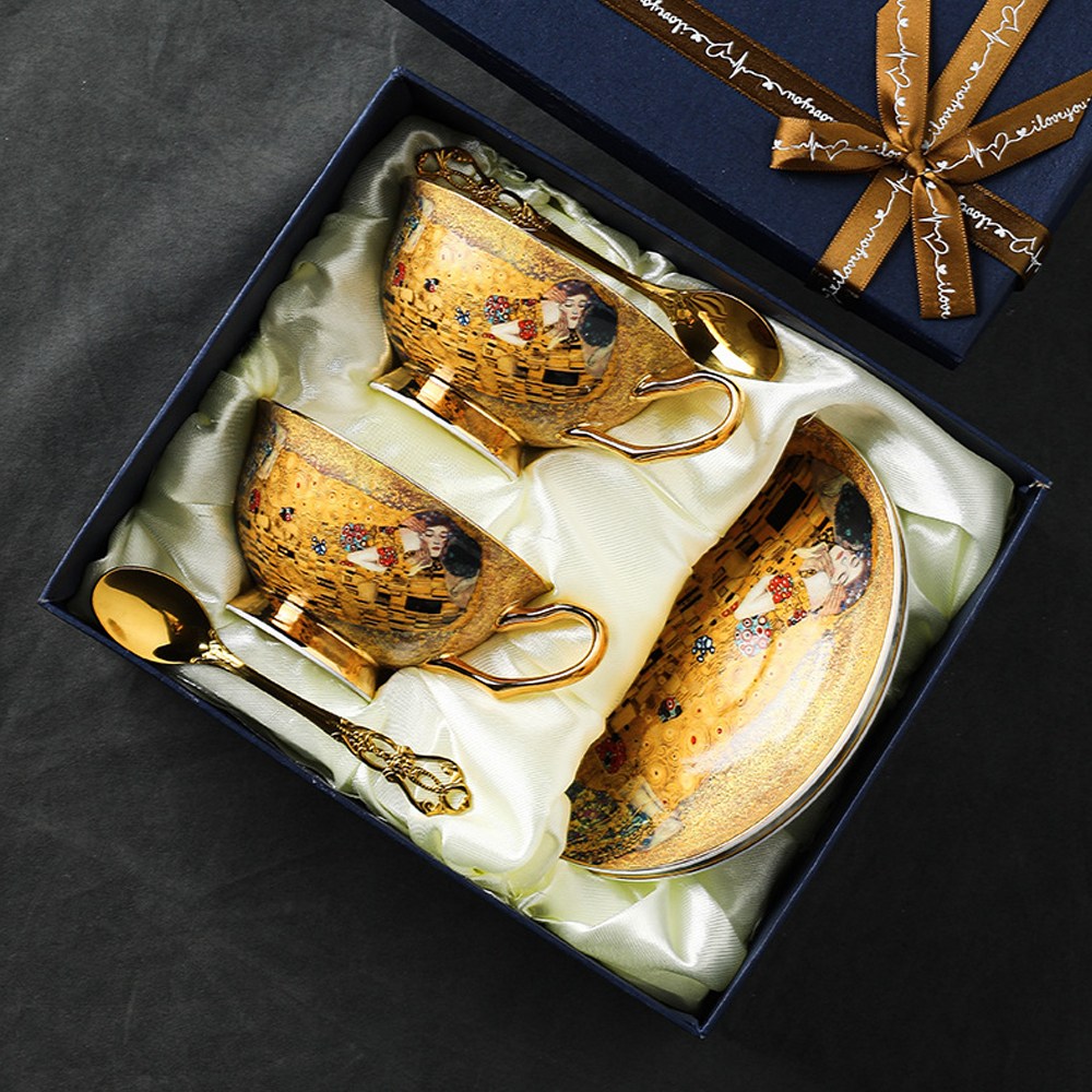 CaecnKoen 구스타프 클림트 키스 커피잔 머그컵 세트 선물 71, 1개, 커피잔세트 69,500원