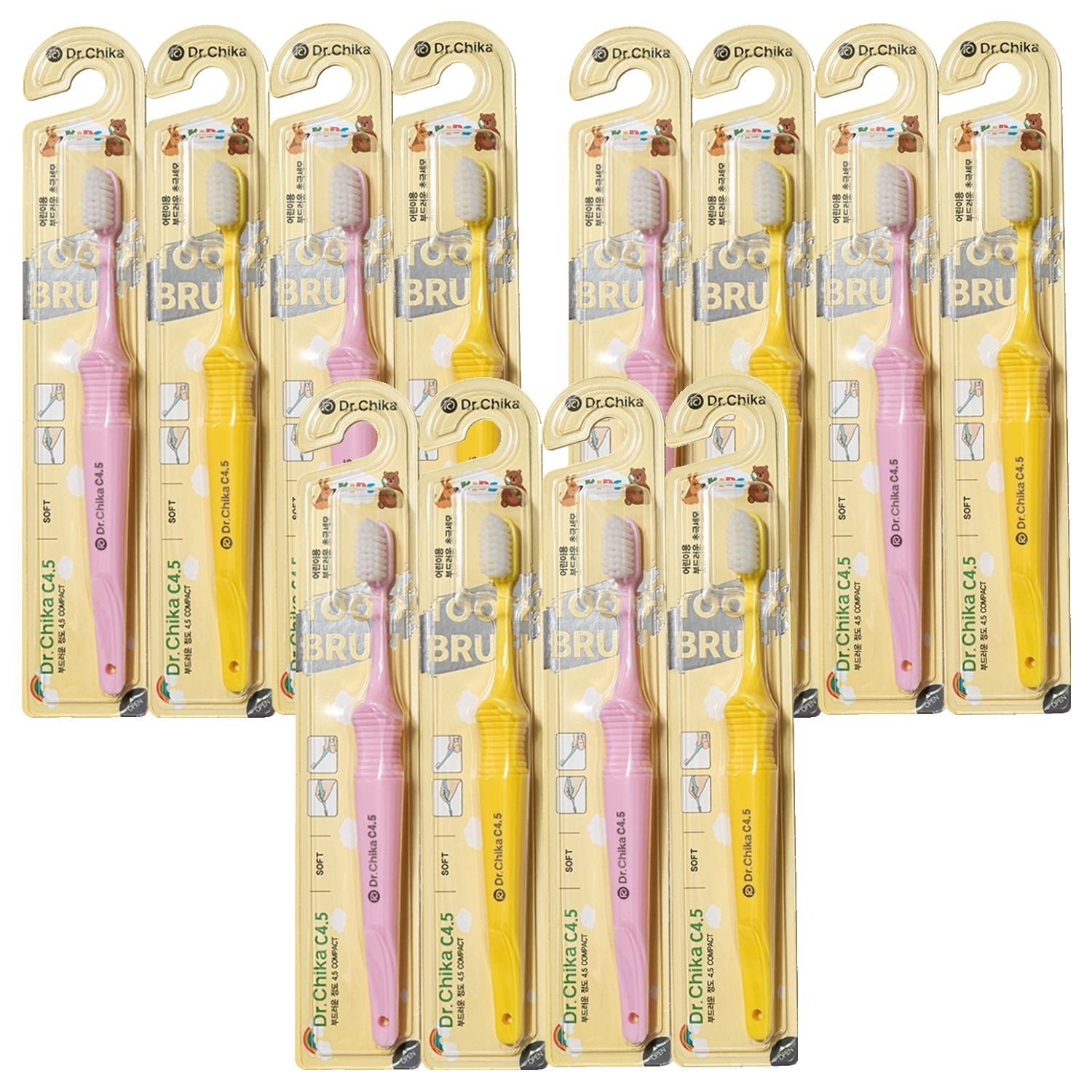 닥터치카 C4.5 어린이 칫솔 2종 x 2p 세트, 3세트, 4개, 혼합색상 38,100원