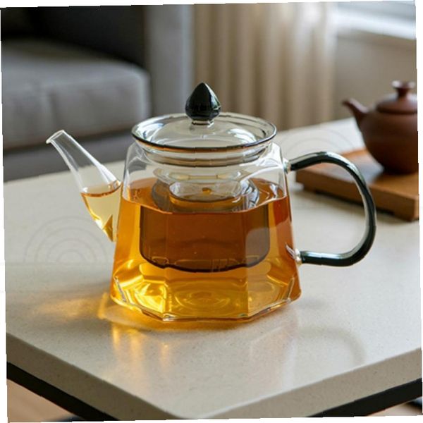 육각 투명 유리 주전자 500ml 스텐 손잡이 차 우림 티포트 홈카페 허브차 78,570원
