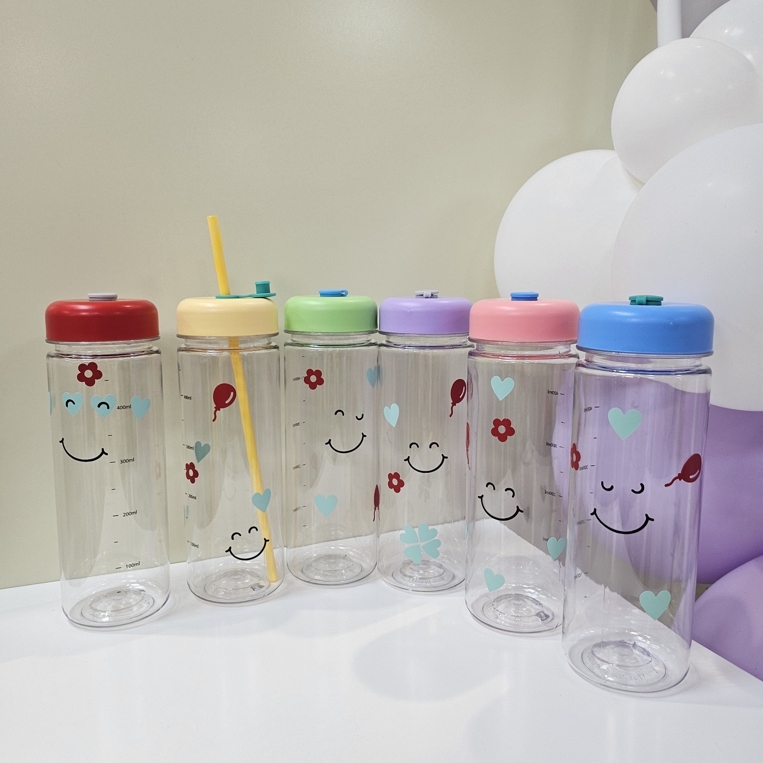 마시기 편한 빨대 뚜껑 보틀 500ml 눈금표시 2개 세트 14,260원