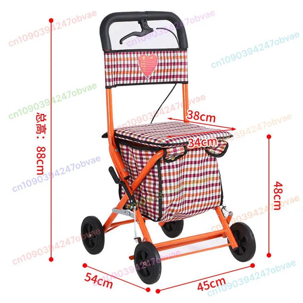 노인보행기 스쿠터는 4 륜 식료품 쇼핑 카트 좌석 접이식 워커 야외 트롤리에 앉아서 밀 수 있습니다. 57,400원