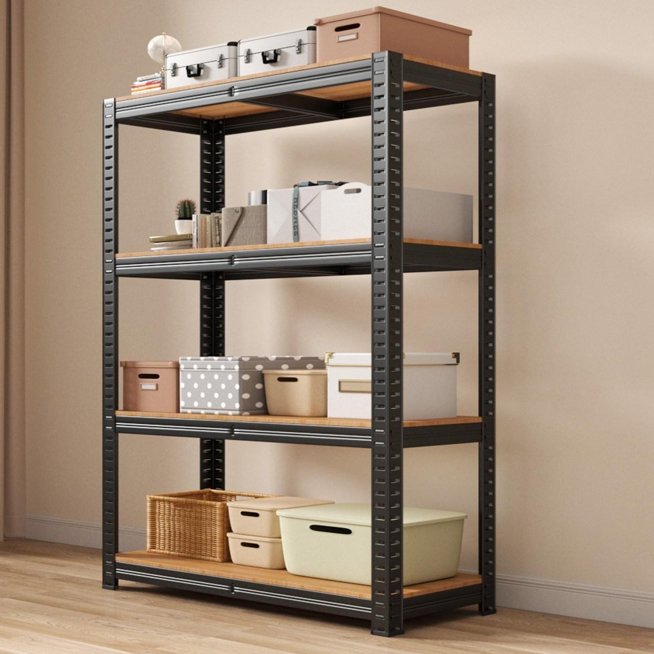 투에스리빙 튼튼한 무볼트 간편조립 철제 선반, 4단, 블랙 49,900원