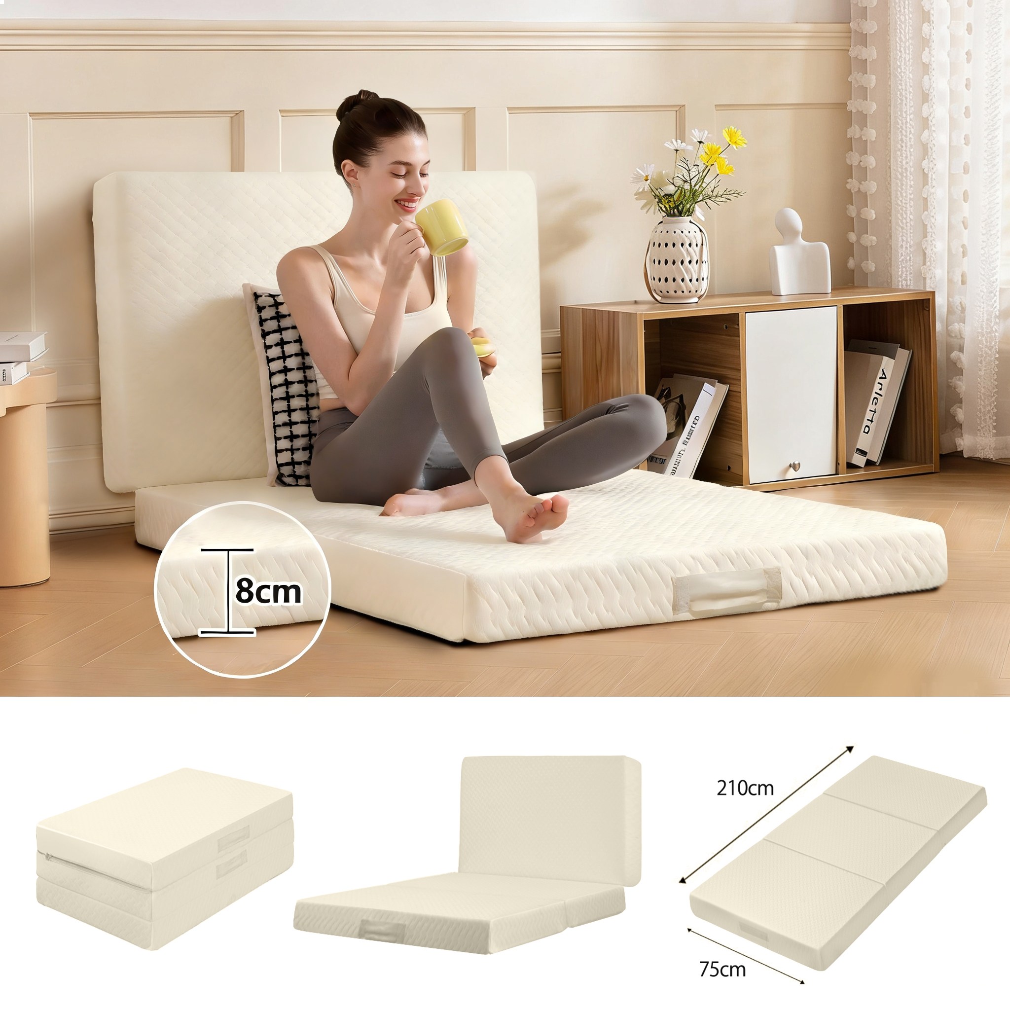 탄탄한 3단 접이식 매트리스 8cm 토퍼 생활방수 68,000원