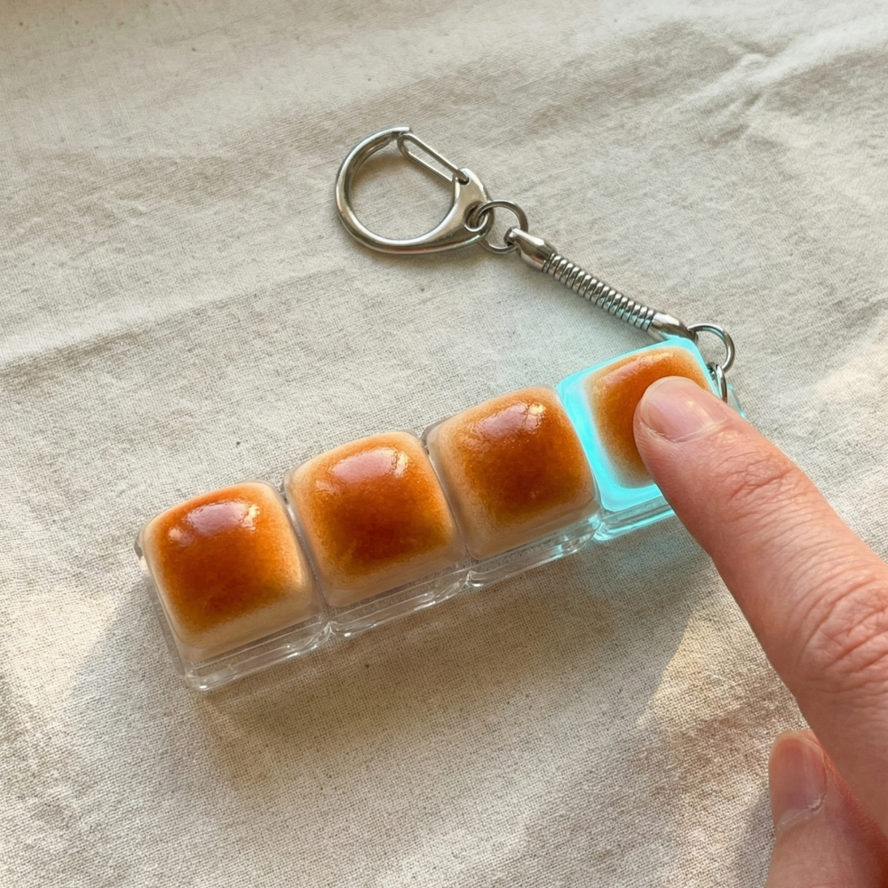 후니데일리 LED 모닝빵 키캡 키링 딸깍이 클리커 청축 키보드키링 열쇠고리, 1개, 4구 직선형 14,800원