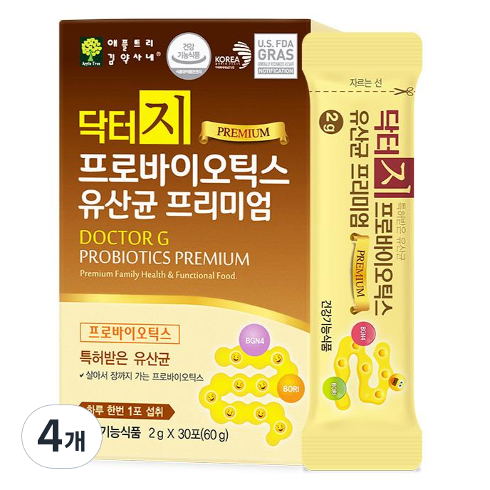 애플트리김약사네 닥터지 프로바이오틱스 유산균 프리미엄 30포, 60g, 4개 135,850원