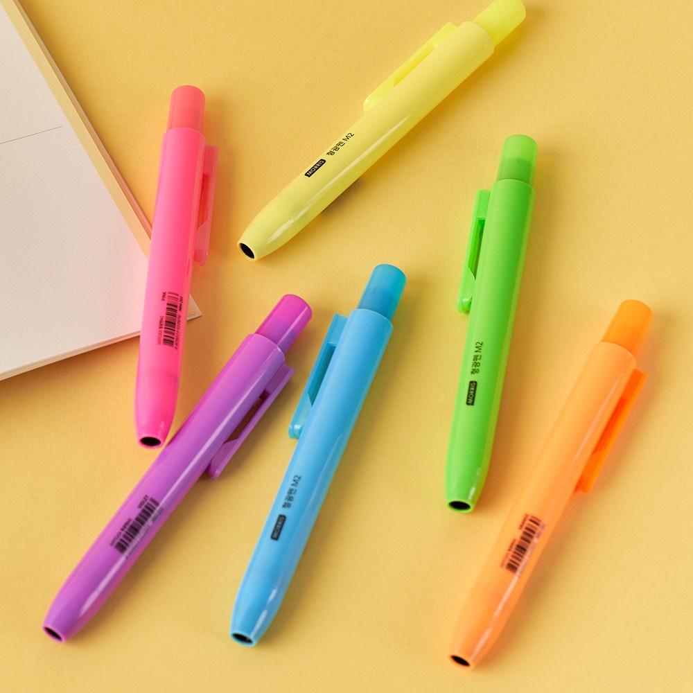 똑딱이 형광펜 모리스 저스트클릭 노크식 너스피아 M2, 똑딱이 형광펜 - 그린 2,000원