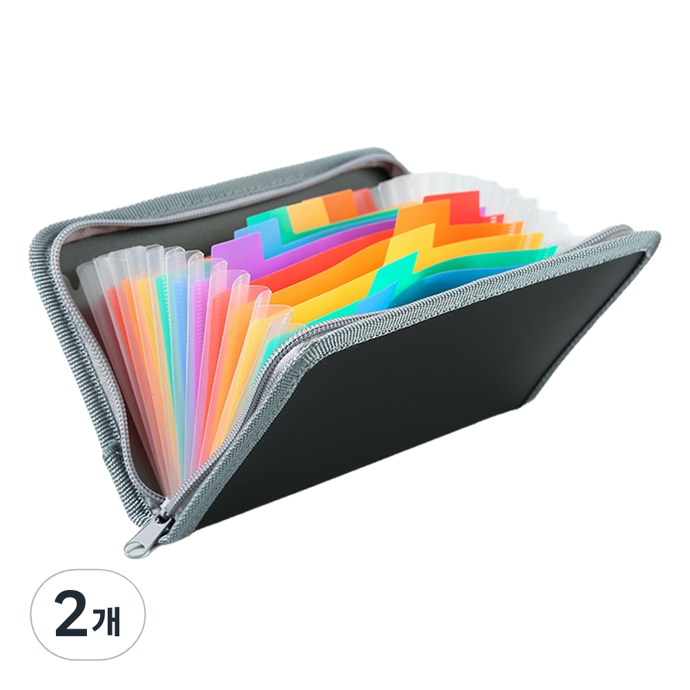 코히모 티켓홀더 아코디언형 정리함 A6 지퍼형 4W169, 그레이 + 레인보우, 2개 8,400원