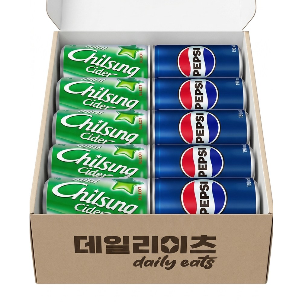 [데일리이츠] 칠성음료 작은캔 탄산 음료수 2종류 10캔 인기 기획세트, 1박스, 190ml 10,900원