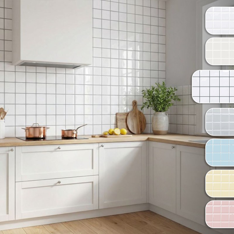 샤인홈리빙 DIY 입체형 접착식 데코타일 시트지 주방 욕실벽 셀프인테리어, 3D무드타일_모던체크화이트10P 28,500원