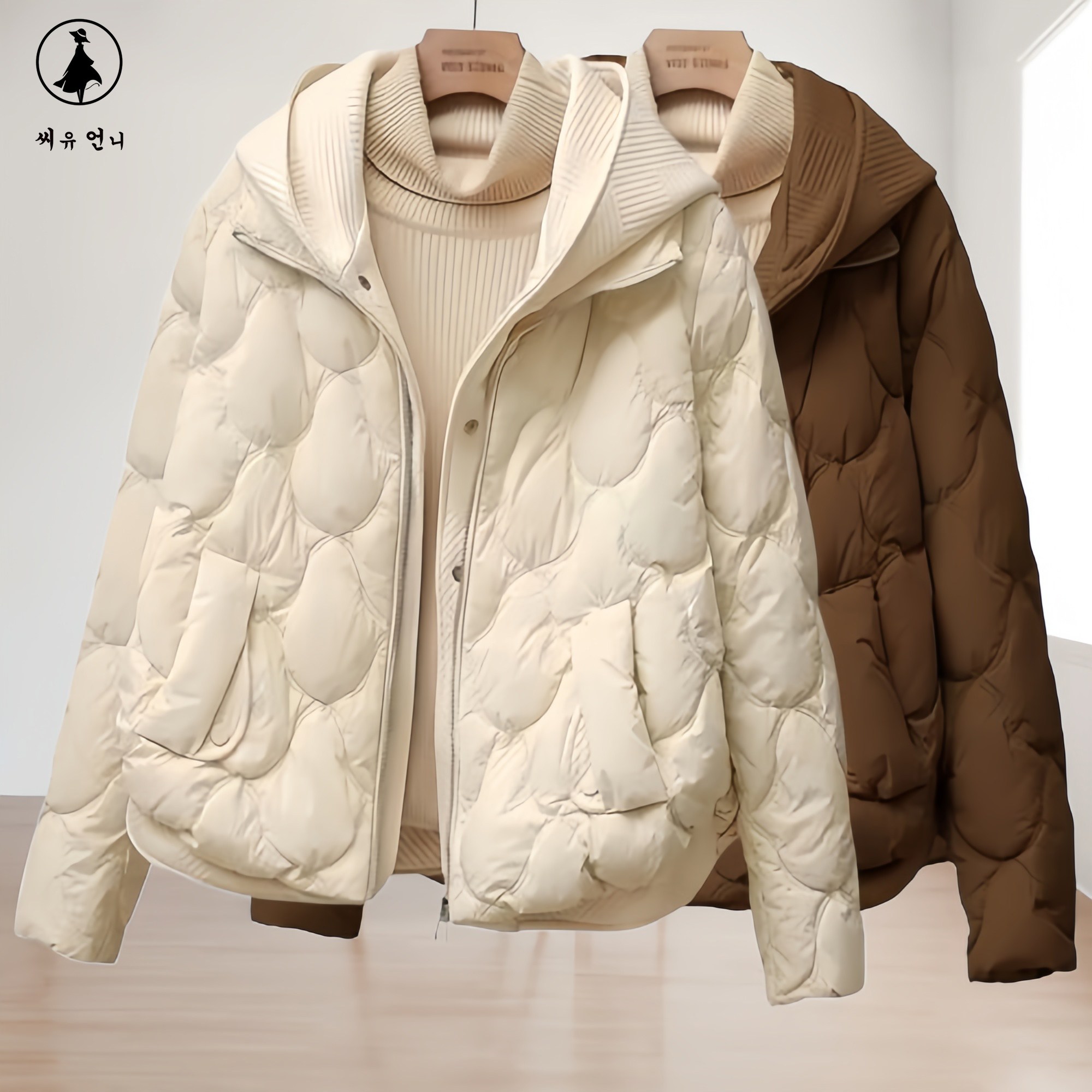 칼러추가 4COLOR 여성 루즈핏 후디 숏 경량 누빔 웰론 패딩점퍼 겨울 따뜻한 집업점퍼 여자패딩자켓 숏코트 27,900원