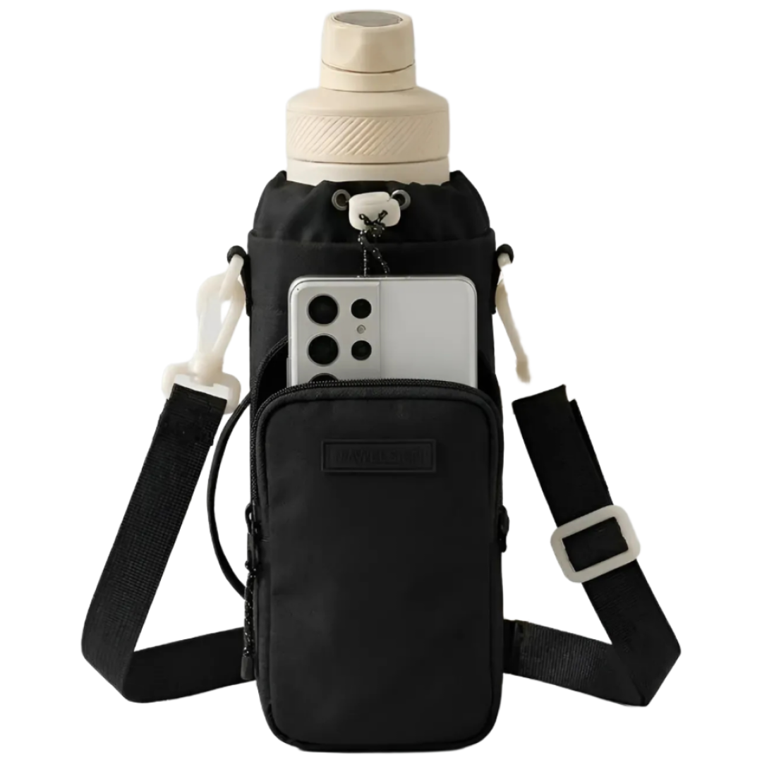 키링 포함 가벼운 방수 물통가방 크로스 멀티 텀블러 가방 학생용 물병가방, 1개, 블랙 15,800원