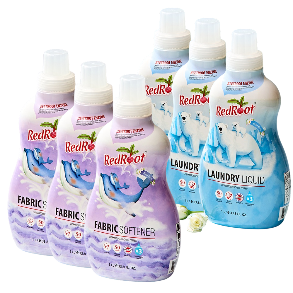 레드루트 [3+3기획세트] 유아 아기 세탁세제 1L 3개 + 섬유유연제 1L 3개 머스크플로럴향 69,900원