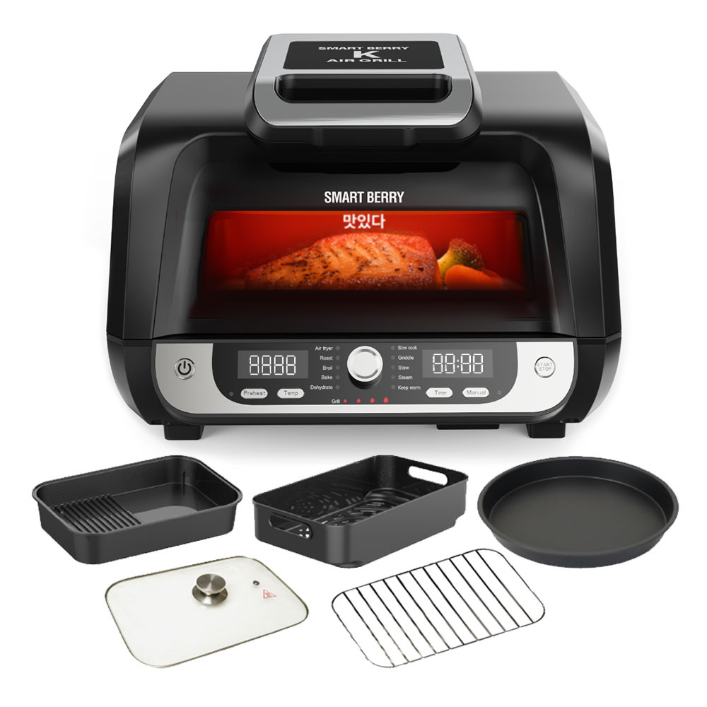 스마트베리 에어프라이어&그릴 프로, 멀티쿠커 자동온도센서 무연요리 대용량 올인원조리기 스테이크 튀김 구이 집밥까지 한번에 284,000원
