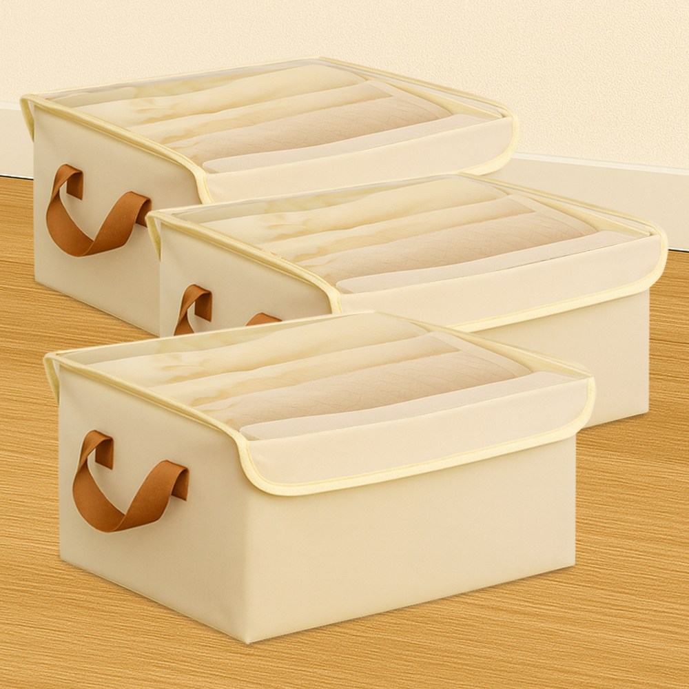 마벨인홈 옷 정리함 이불 수납 투명창 먼지걱정 없는 대용량 패브릭 의류 보관함, 3개, 베이지 24,900원