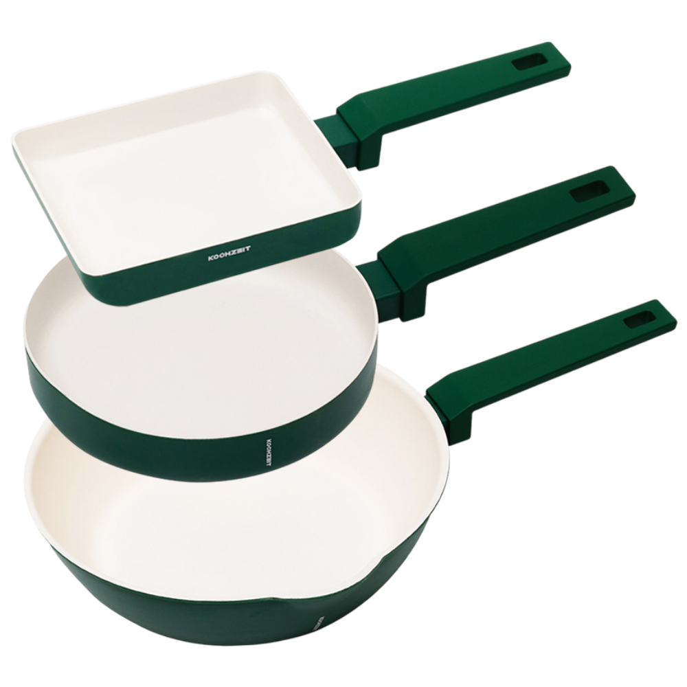 코젤 미네르바 인덕션 겸용 세라믹코팅 프라이팬 궁중팬 사각 계란말이팬 3종세트, 1세트, 프라이팬20cm+궁중팬24cm+사각프라이팬18*15cm, 포레스트그린 44,600원