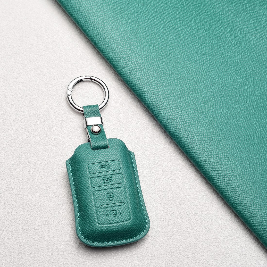 기아 천연 소가죽 키케이스 호환 (올뉴K7 / 더뉴K7 / 더뉴쏘렌토) 4버튼 키홀더, 기아/G 타입, 그린 15,900원