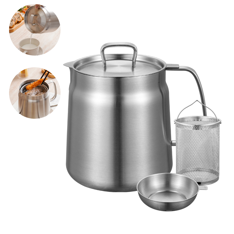 SMABAT 다용도 스텐 케틀팟세트 2L 스텐 튀김 주전자 냄비 2in1 캠핑용 멀티팟 스텐 튀김바스켓 기름 필터망 포함 25,900원