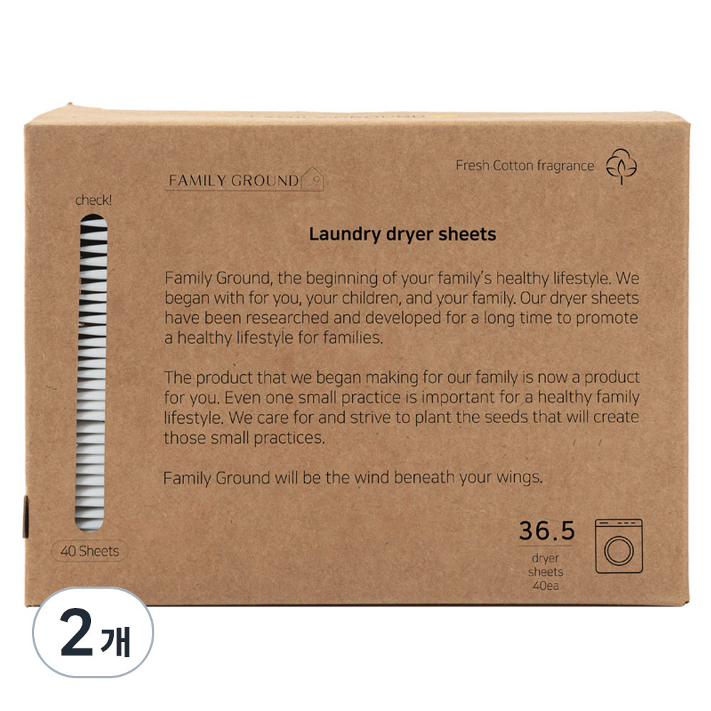 패밀리그라운드 건조기 섬유유연제 클린코튼향 본품, 2개, 40매입 18,900원