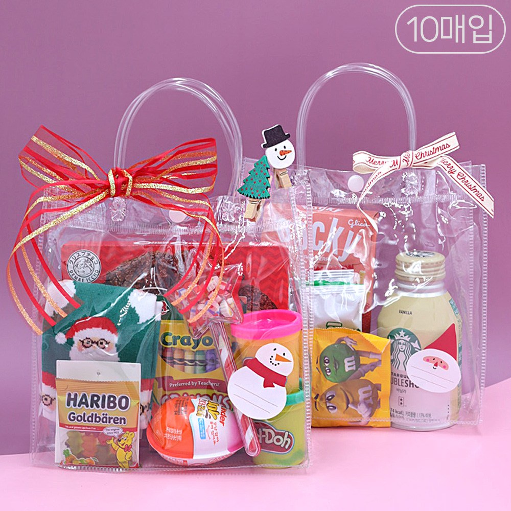 세모쇼핑백 PVC 구디백 투명 쇼핑백 선물포장 비닐가방 답례품 젤리백 생일 행사용 젤리구디백 비닐백 13,900원