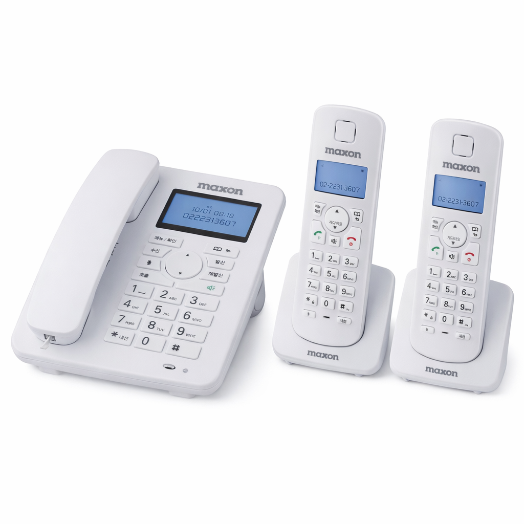 KC인증 맥슨 유무무선 전화기 화이트 발신자표시 스피커폰 내선통화 유선+무선+무선, MDC-990, 1개 115,000원
