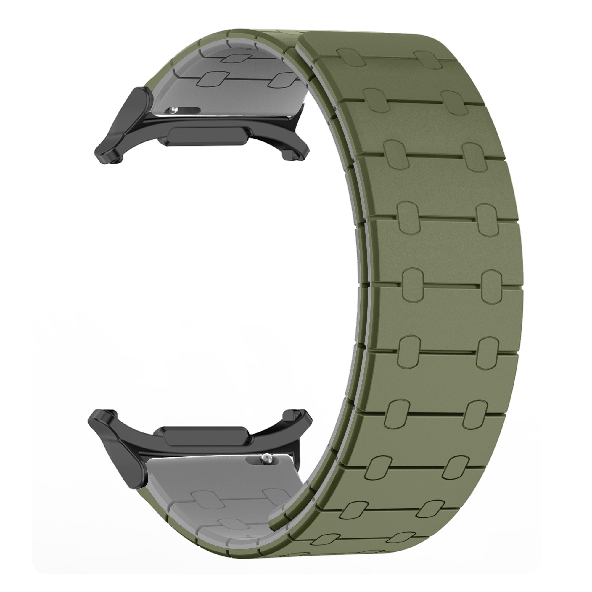 투톤 강력한 마그네틱 갤럭시워치 7 8 울트라 47mm 실리콘 스트랩 자석 밴드, 블랙스틸-(모란디 카키+그레이), 1개 18,800원