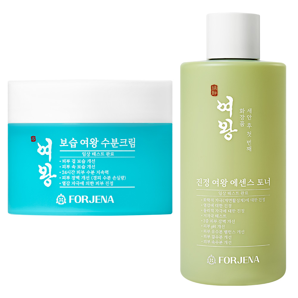 [50대 고보습] 포제나 보습 여왕 수분크림 110g + 진정 여왕 에센스 토너 대용량(300ml) 병풀잎수 베이스 히알루론산 세라마이드, 300ml 56,000원