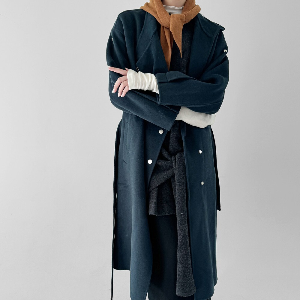 울100% 하이넥 스톤 핸드메이드 롱코트 103,600원