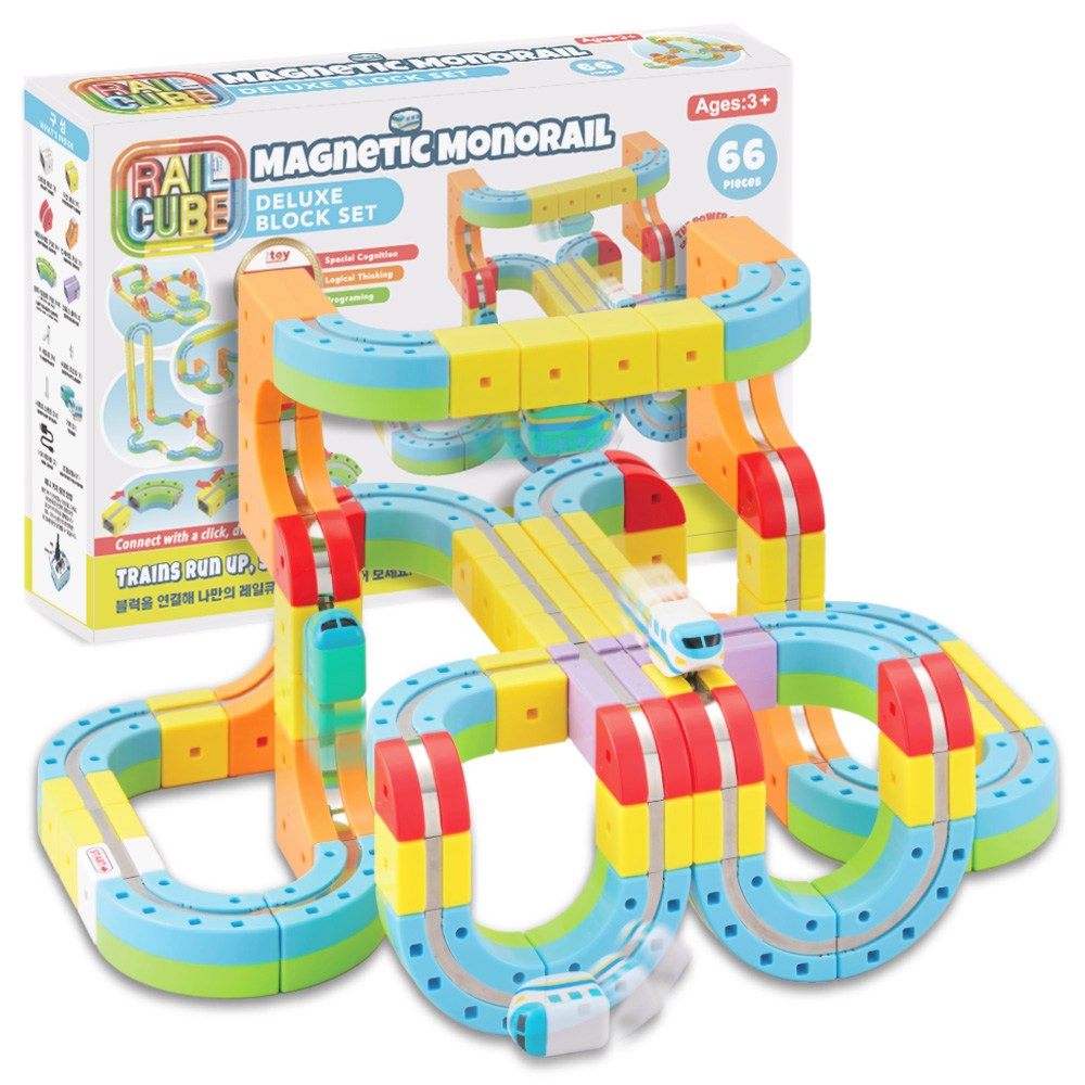 선스마일 레일큐브 자석기차 트랙 블럭 장난감, 1세트, 혼합색상 189,000원