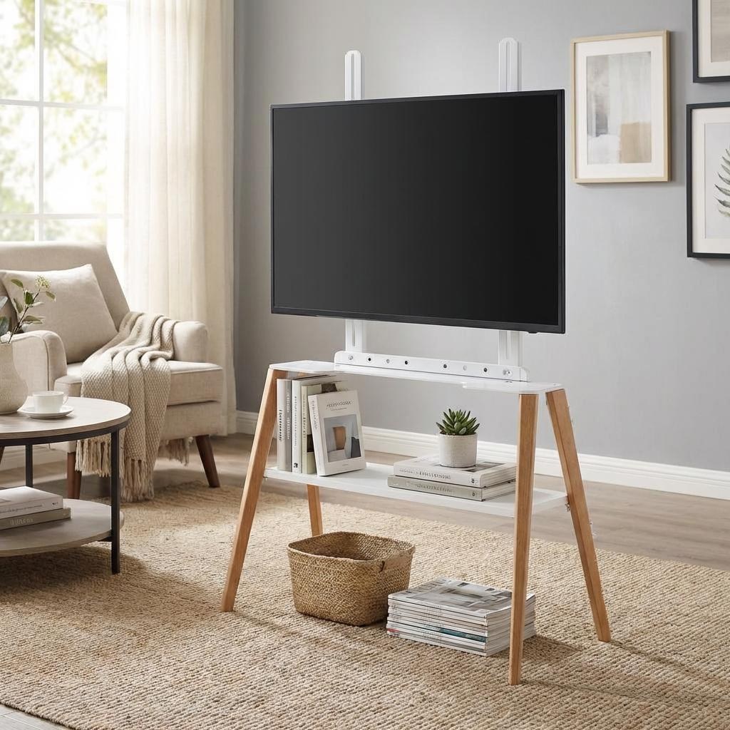 지마운트 65인치 TV 스탠드 GMT-FS4404WDWS H형 이젤형 화이트 무타공 선반 포함 69,000원