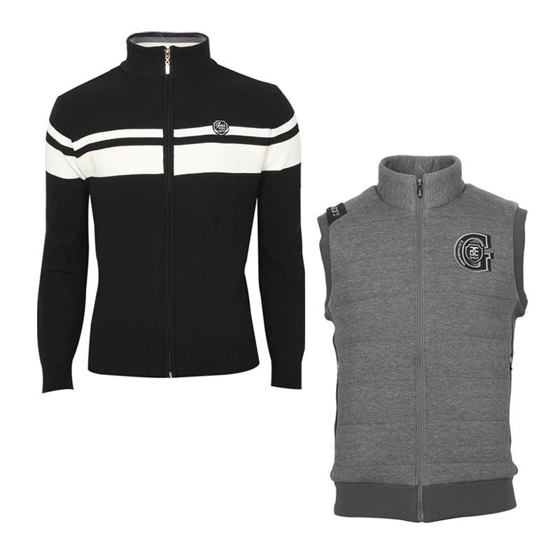 [세트구매할인]그렌에코 남성 잔줄지 앞배색 니트 가디건 점퍼+패딩조끼점퍼(ges26301 3종 선택+ges23204 그레이) 166,000원