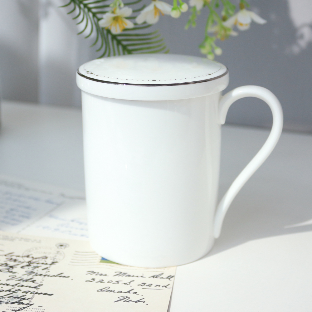 한국도자기 본차이나 위시스 뚜껑 + 머그컵 1인 세트 300ml, Platinum, 1세트 26,300원