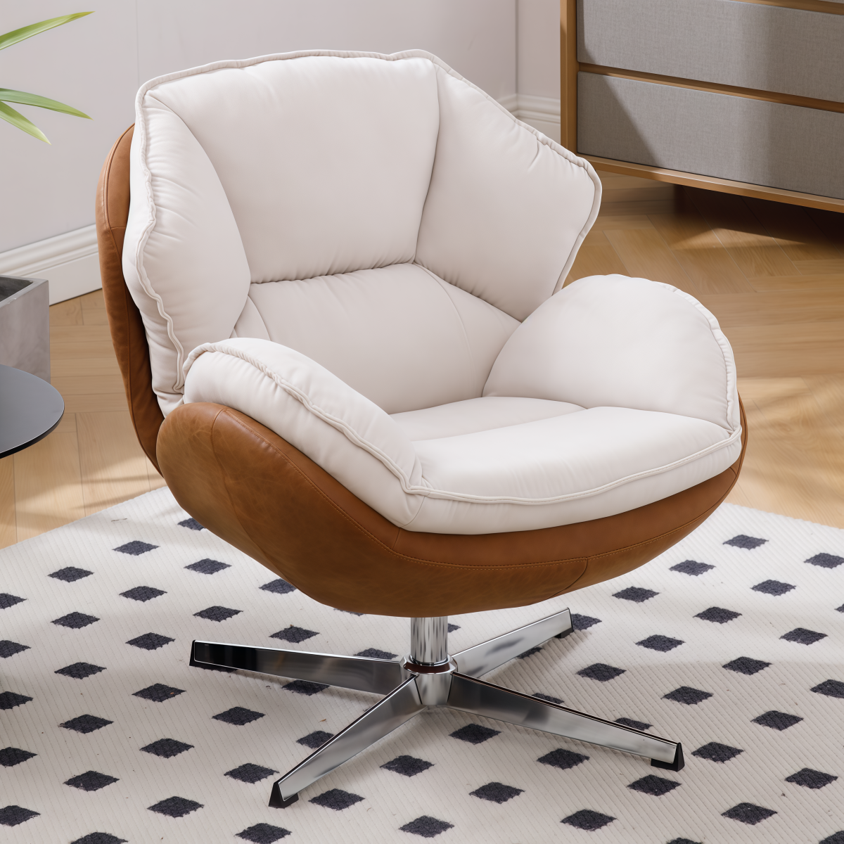 Dayalane 리클라이너 무중력 360도회전 1인용쇼파 셔닐 가죽 조합 수유의자, 베이지 228,100원