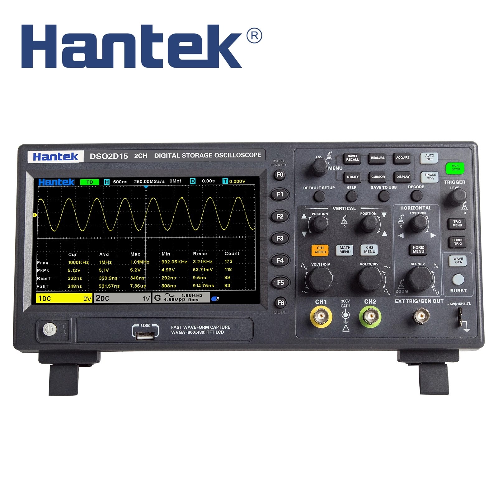 Hantek DSO2C10/DSO2C15/DSO2D10/DSO2D15 디지털 오실로스코프 2CH+1CH 150M/1G 듀얼채널 219,000원