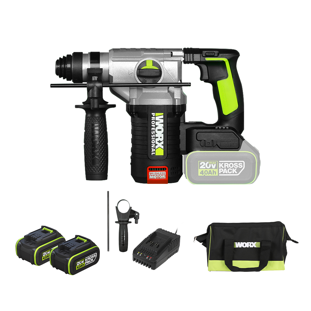 WORX 충전 20V BL 로타리 해머드릴 + 4Ah 배터리 2p 세트 WU388 298,000원