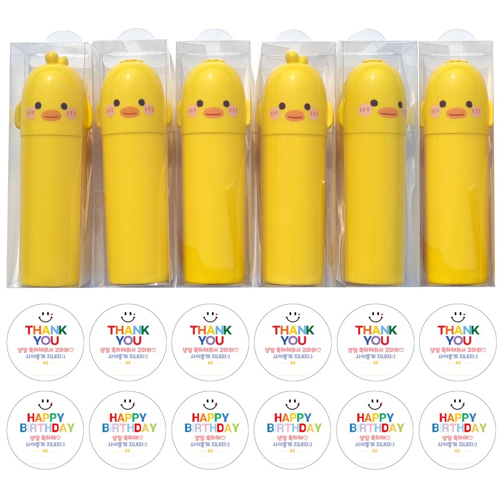 어린이집 답례품 유치원 생일선물 병아리 칫솔통 구디백 6p + 스티커12p, 단일색상, 1세트 12,300원