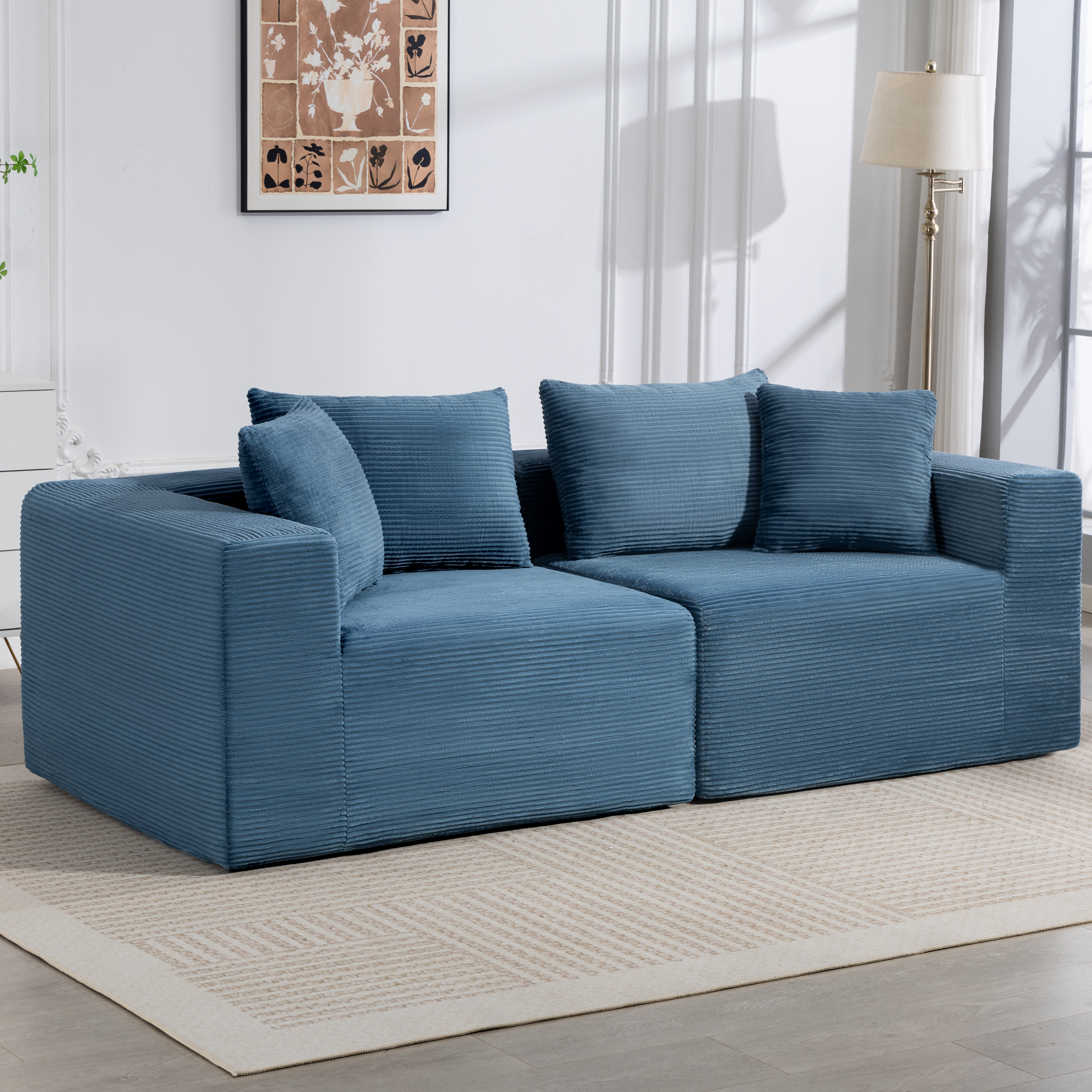 SAMMU 면 설치 모듈형 압축 소파 소파 침대 맞춤 조합 1~6인용 2517, 네이비 블루A+B 299,800원