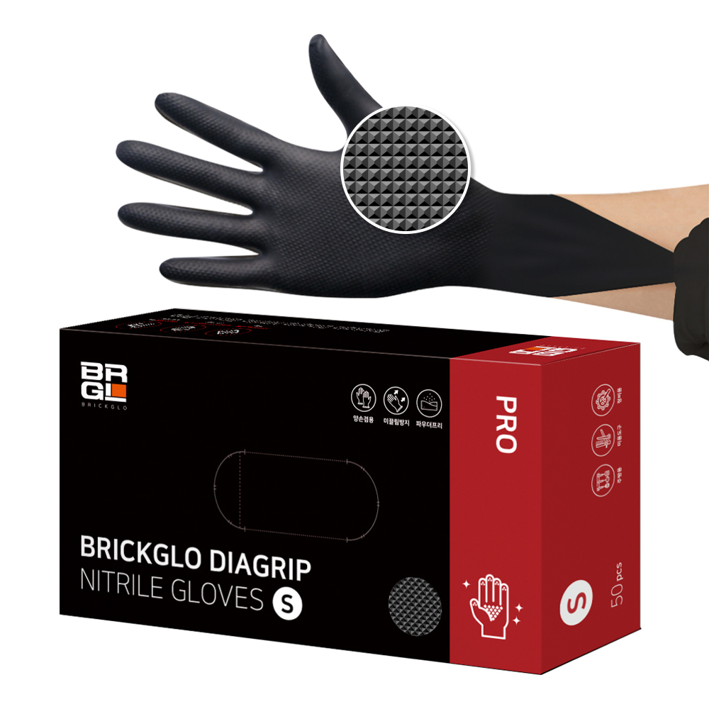 브릭글로 다이아그립 프로 니트릴 장갑 50p, 블랙, S, 1개 9,900원