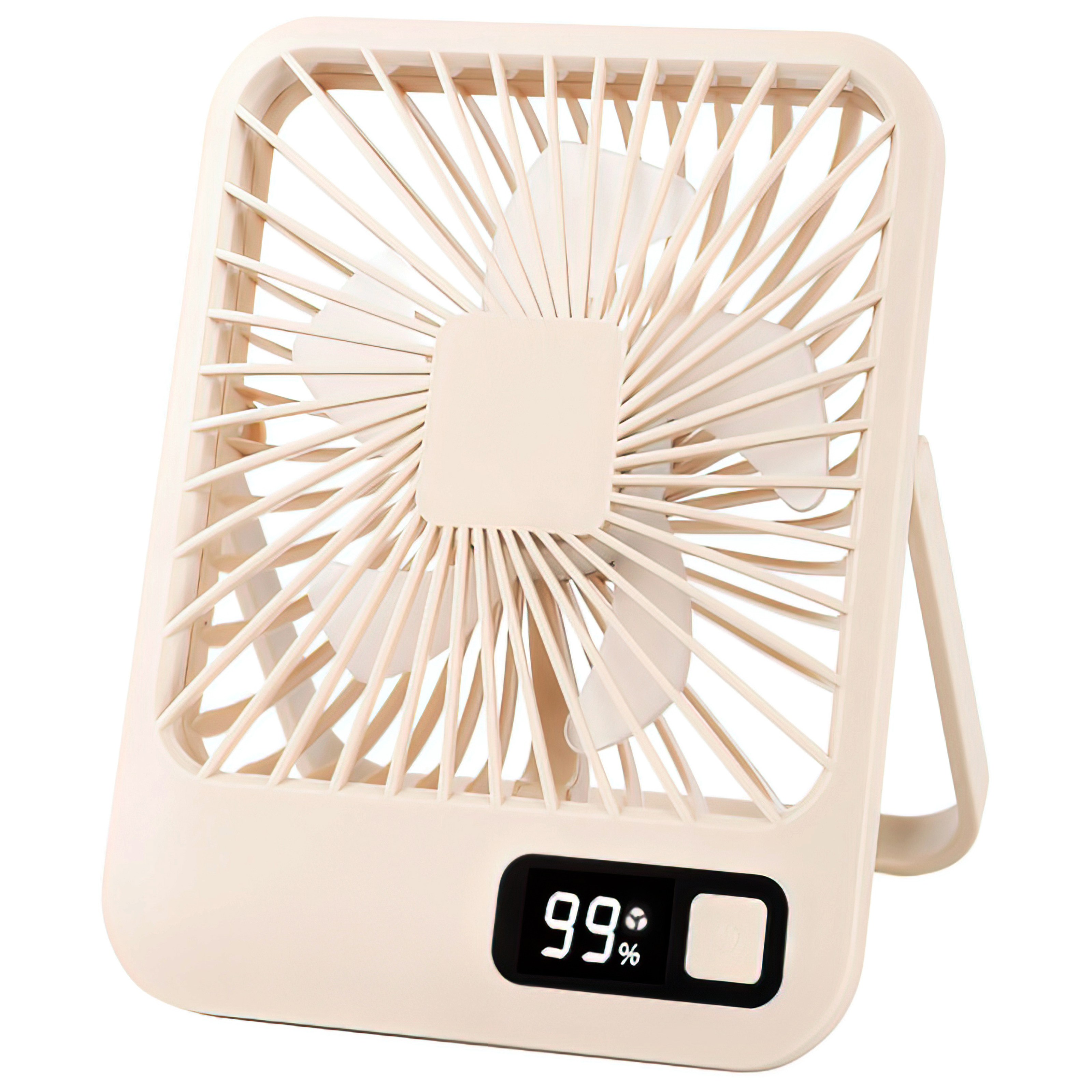 Hyades 스퀘어 미니 탁상용 선풍기 무선 초경량 휴대용 선풍기, 베이지, Q3 23,800원