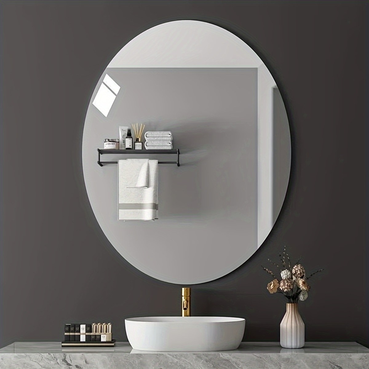 아크릴 타원형 거울 욕실 화장실 세면대 벽 자체 접착 부드러운 거울 불규칙한 거실 침실 화장대 거울 9,400원