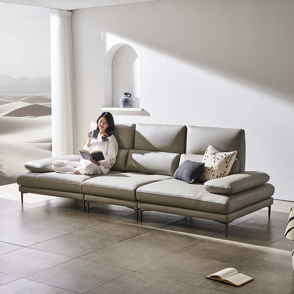 쉐우드가구 아소르 이태리 천연통가죽 천연면피 소가죽 기능성 스윙 소파 4인용, 카멜브라운 2,499,000원