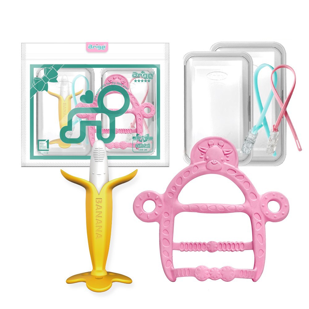 앙쥬 치발기2종세트(바나나+팔찌)-케이스2p+클립2p(색상램덤), 바나나+팔찌기린(핑크), 1개 24,500원