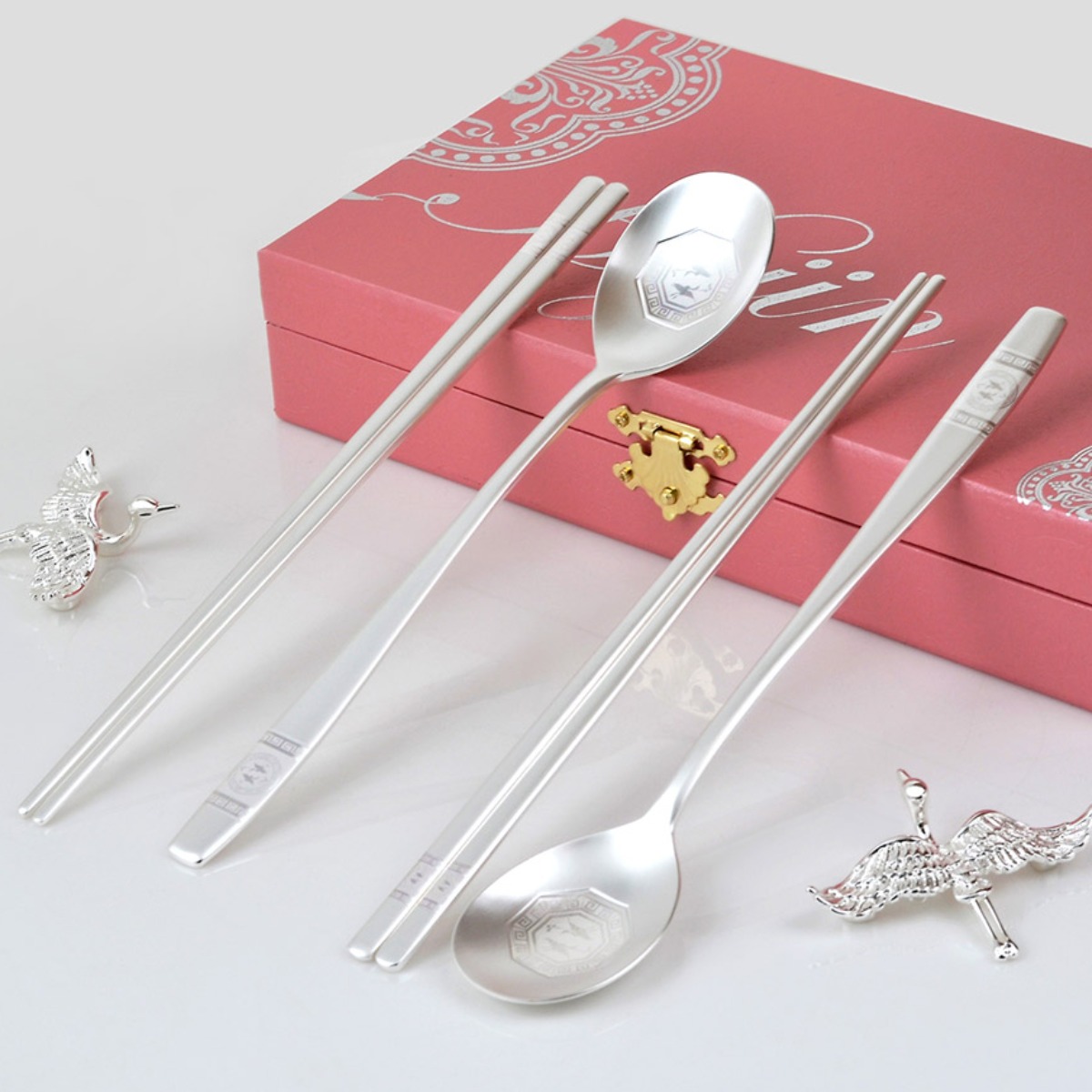 현진 쌍학 은수저 플러스 2인(포장+쇼핑백), 1세트, 수저세트, 실버 39,000원