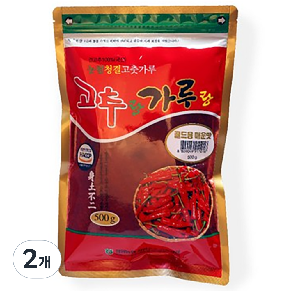 정품 청양농협 청양고추가루 25년 햇 고춧가루 골드용 매운맛, 500g, 2개 44,000원